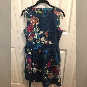Closet blue floral fit and flare dress